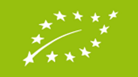 Bio Logo auf gr&uuml;nem Hintergrund mit Sternen