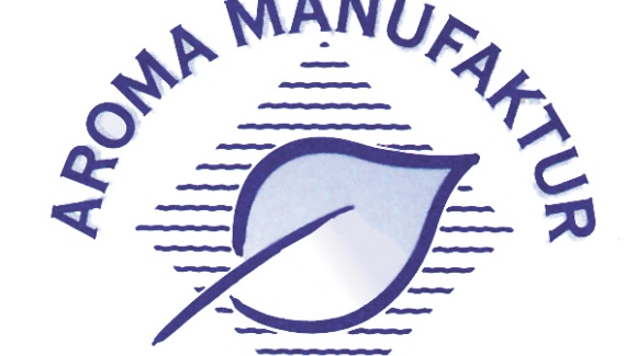 Firmenlogo der Eigenmarke Aroma Manufaktur in blauer Schrift